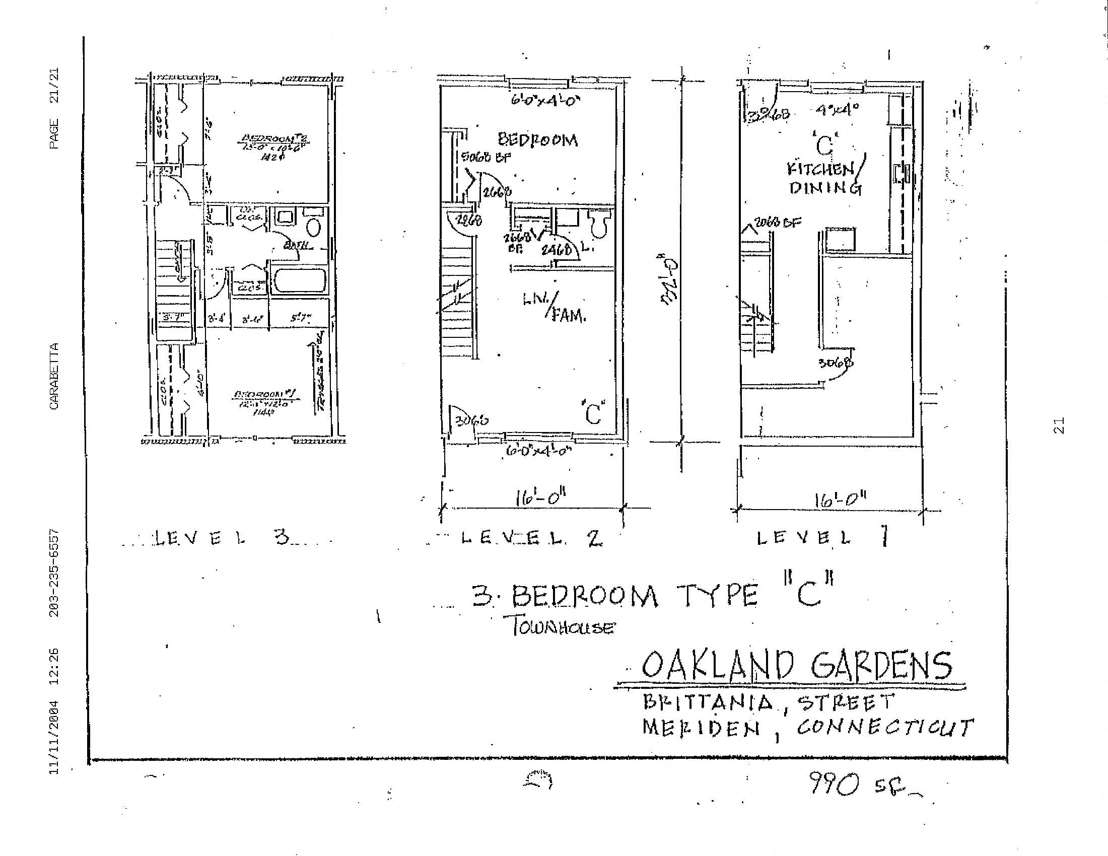 Floor plan for 3 beds, 1.5 baths